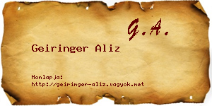 Geiringer Aliz névjegykártya